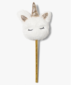 GEMO Crayon de bois pompon licorne à paillettes Blanc