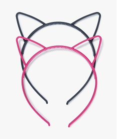 GEMO Serre-tête fille en plastique à oreilles de chat (lot de 2) Rose