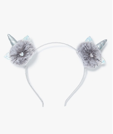 serre-tete fille a pompons chat-licorne gris autres accessoires filleB231901_1