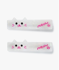 GEMO Pinces à cheveux fille irisées motif chat (lot de 2) Blanc