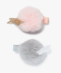 pinces a cheveux fille en pompon peluche (lot de 2) rose autres accessoires filleB232901_1