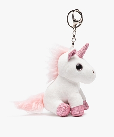 porte-cles fille peluche licorne a paillettes blancB235201_1