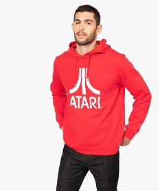 GEMO Sweat homme à capuche avec inscription Atari Rouge