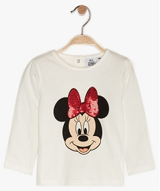 tee-shirt bebe fille a manches longues motif minnie - disney beigeB241301_1