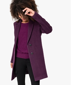manteau court femme avec grand col et fermeture 2 boutons violetB245401_1