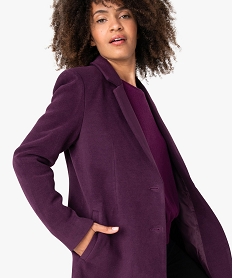 manteau court femme avec grand col et fermeture 2 boutons violetB245401_2