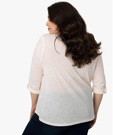tee-shirt femme a manches longues en matiere irisee beigeB245501_3