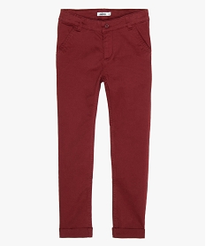 GEMO Pantalon garçon en toile coupe chino Rouge