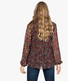 blouse femme en maille plissee a manches longues imprimeB248001_3