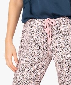 pantalon de pyjama femme a motifs fleuris brunB248701_2