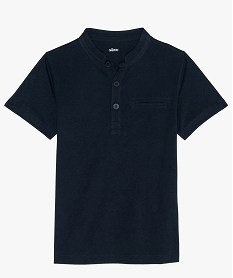 GEMO Tee-shirt garçon à manches courtes et col tunisien Bleu