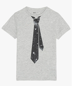 GEMO Tee-shirt garçon à manches avec motif chic Gris