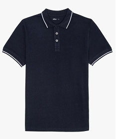 GEMO Polo garçon à manches courtes en coton piqué noir chine