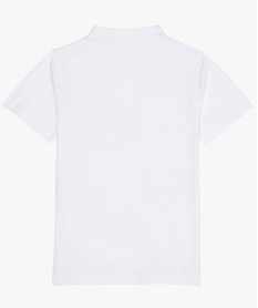 tee-shirt garcon a manches courtes et col tunisien en coton blancB250001_2