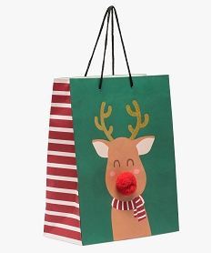 GEMO Sac cadeau en papier recyclé renne de Noël Vert