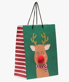 sac cadeau en papier recycle renne de noel vertB250201_1