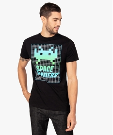 GEMO Tee-shirt homme avec large motif coloré - Space Invaders Noir