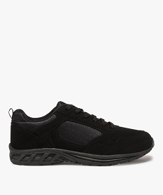 GEMO Baskets homme style monochromes spécial pied large noir vif