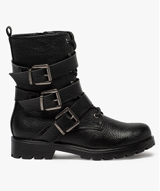 GEMO Bottines femme à semelle crantées et boucles noir standard
