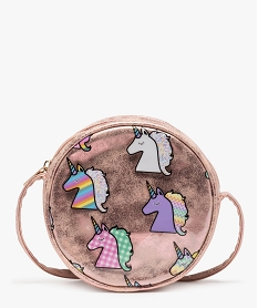 sac fille rond irise a motif licornes multicolores roseB254001_1