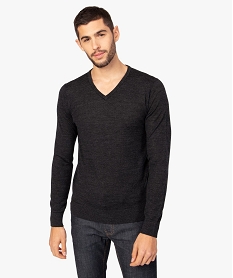 pull homme en laine fine merinos avec col v grisB254901_1