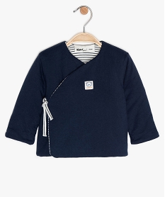 GEMO Gilet bébé garçon cache-cœur en coton bio et fibres recyclées Bleu