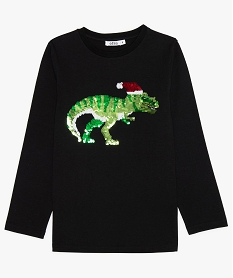 GEMO Tee-shirt garçon avec motif dinosaure en sequins réversibles Noir