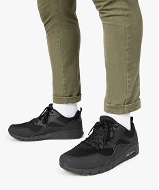 GEMO Baskets homme en mesh avec semelle bulle dair noir vif