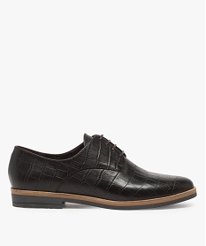 GEMO Derbies femme unis dessus cuir et semelle tricolore Dessus cuir imitation croco marron standard