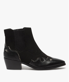 GEMO Boots femme style santiags multimatières à col élastiqué noir standard