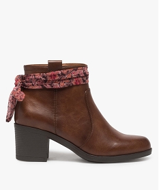 GEMO Boots femme à talon avec ruban en voile fleuri marron standard