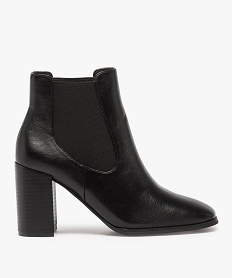 GEMO Boots femme unis style chelsea à haut talon carré noir standard