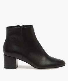 GEMO Boots femme unis fermeture zip et petit talon carré noir standard