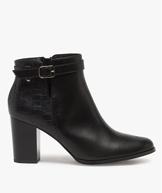 GEMO Boots femme unis à talon et fine bride décorative noir standard