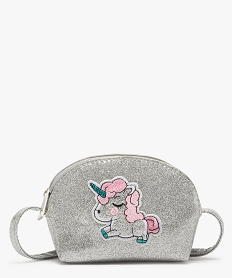 sac fille a paillettes et broderie licorne grisB260701_1