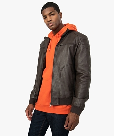 blouson homme esprit biker avec surpiqures epaules brunB261101_1