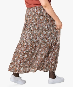 jupe longue femme a motifs fleuris avec taille elastiquee multicolore robes et jupesB262001_3