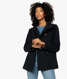 manteau court femme avec double rangee de boutons noirB262101_1
