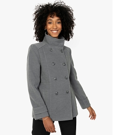 GEMO Manteau court femme avec double rangée de boutons Gris