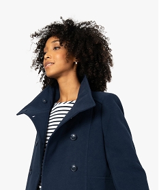 manteau court femme avec double rangee de boutons bleuB262301_1