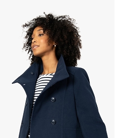 GEMO Manteau court femme avec double rangée de boutons Bleu