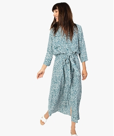 GEMO Robe femme boutonnée sur lavant à motifs fleuris Imprimé