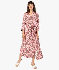 GEMO Robe femme boutonnée sur lavant à motifs fleuris Imprimé