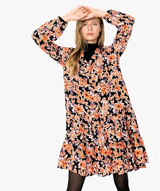 GEMO Robe femme à motifs fleuris longueur genou Imprimé