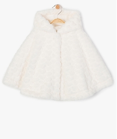 GEMO Cape bébé fille à capuche en matière peluche Beige