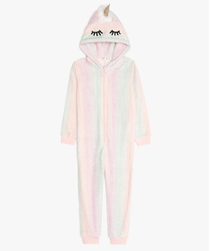 GEMO Combinaison d’intérieur fille multicolore avec capuche licorne Multicolore