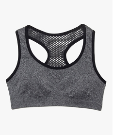 GEMO Brassière fille à dos nageur résille en fibres recyclées chinée Gris