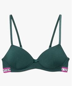 GEMO Soutien-gorge fille paddé avec coton biologique uni vert standard
