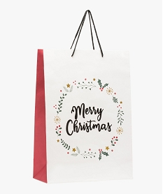 GEMO Sac cadeau spécial Noël avec motifs pailletés en papier recyclé Blanc