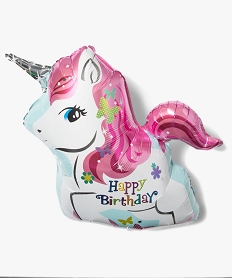 GEMO Ballon géant en forme de licorne message  Happy Birthday Blanc